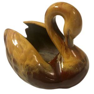 Blue Mountain Pottery Swan Planter BMP Canada Vintage 70s Brown Gold Harvest